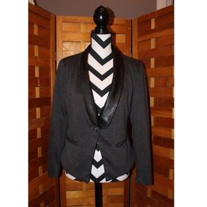 Beta House Grey Blazer w/ Black Leather Collar